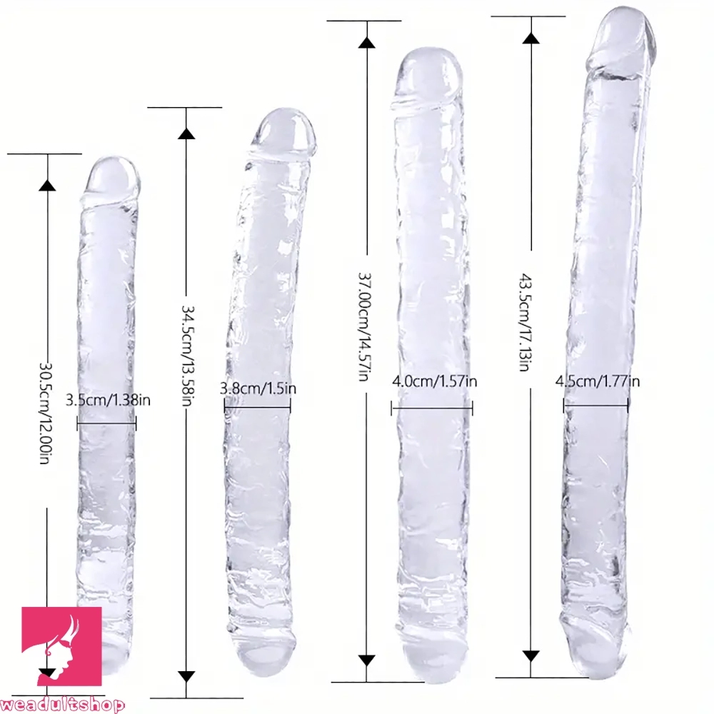 12in 13.58in 14.57in 17.13in Double-Ended Long Realistic Clear Big Dildo