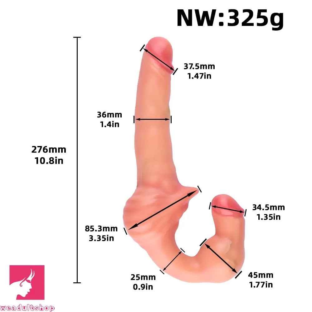 10.8in Strapless Silicone Large Soft Double Sided Strapon Dildo For Sex