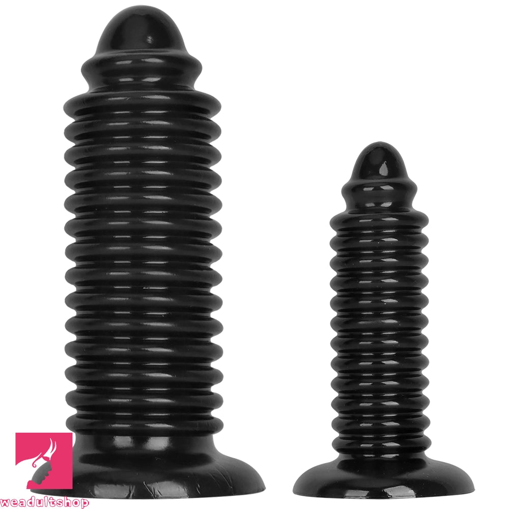 6.88in 9.84in Black Pointed Tip Threaded Big PVC Butt Plug Cock Dildo