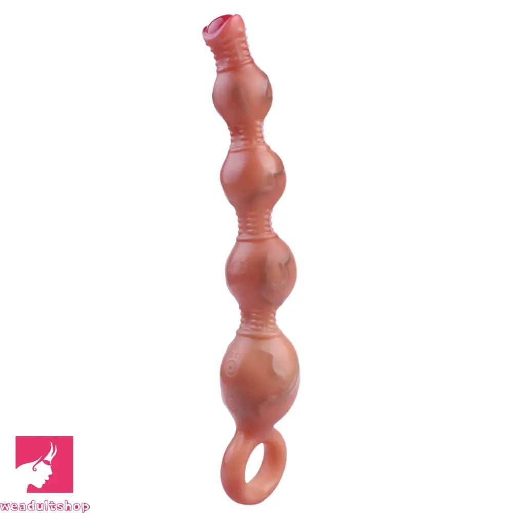 10.5in Big Vibrating Silicone Soft Pulling Beads G Spot Dildo With 3 Motors