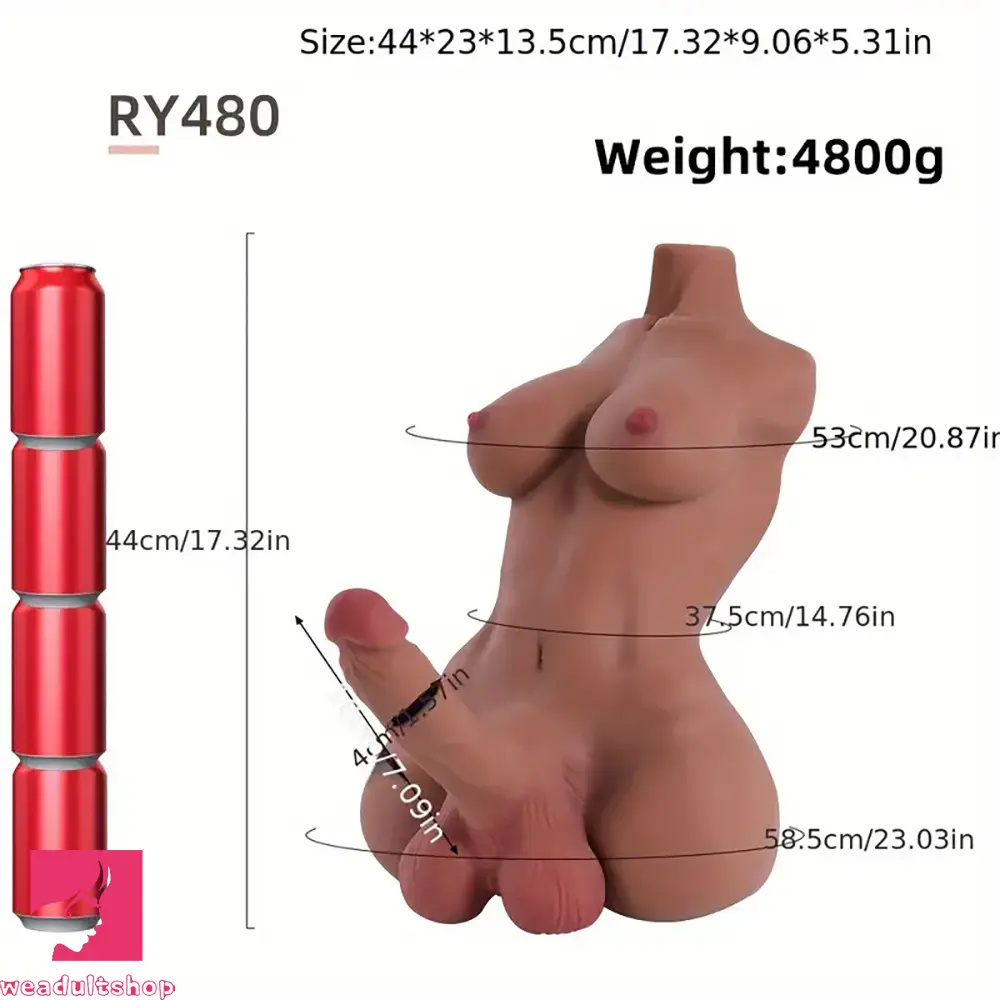 7.09in Realistic Transgender Sex Doll Torso With Lifelike Silicone Dildo