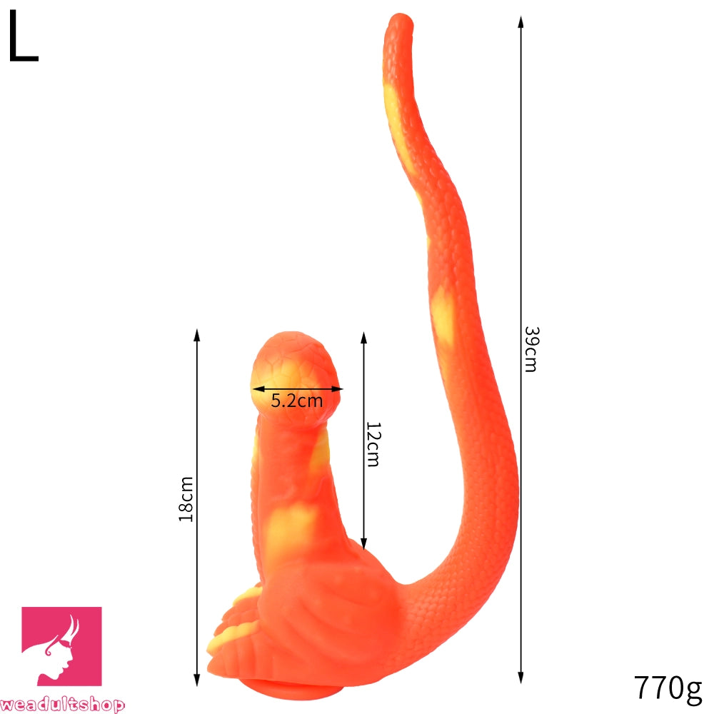 12.8in 15.35in Dinosaur Silicone Soft Big Glowing Penis Dildo For Women