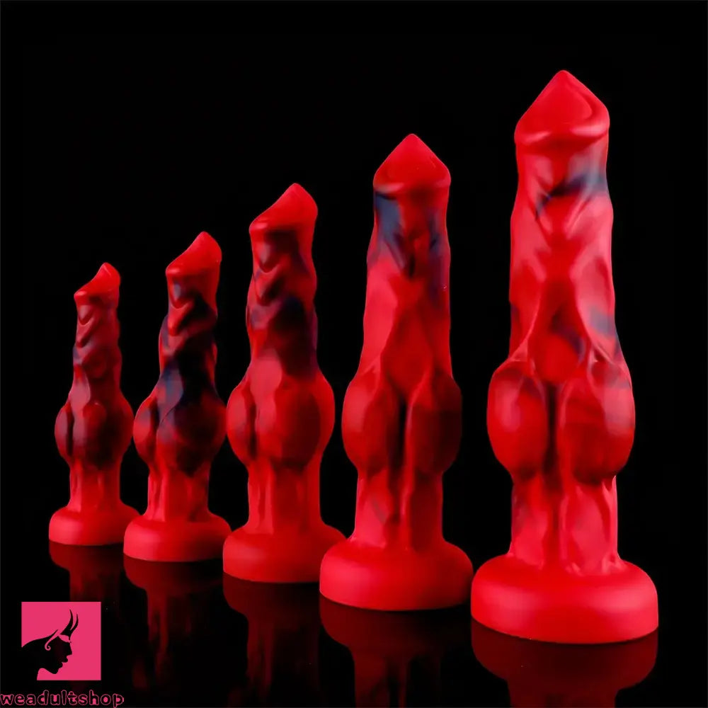 6.65in 7.63in 8.3in 9.25in 10.03in Red Black Odd Monster Dog Knot Dildo