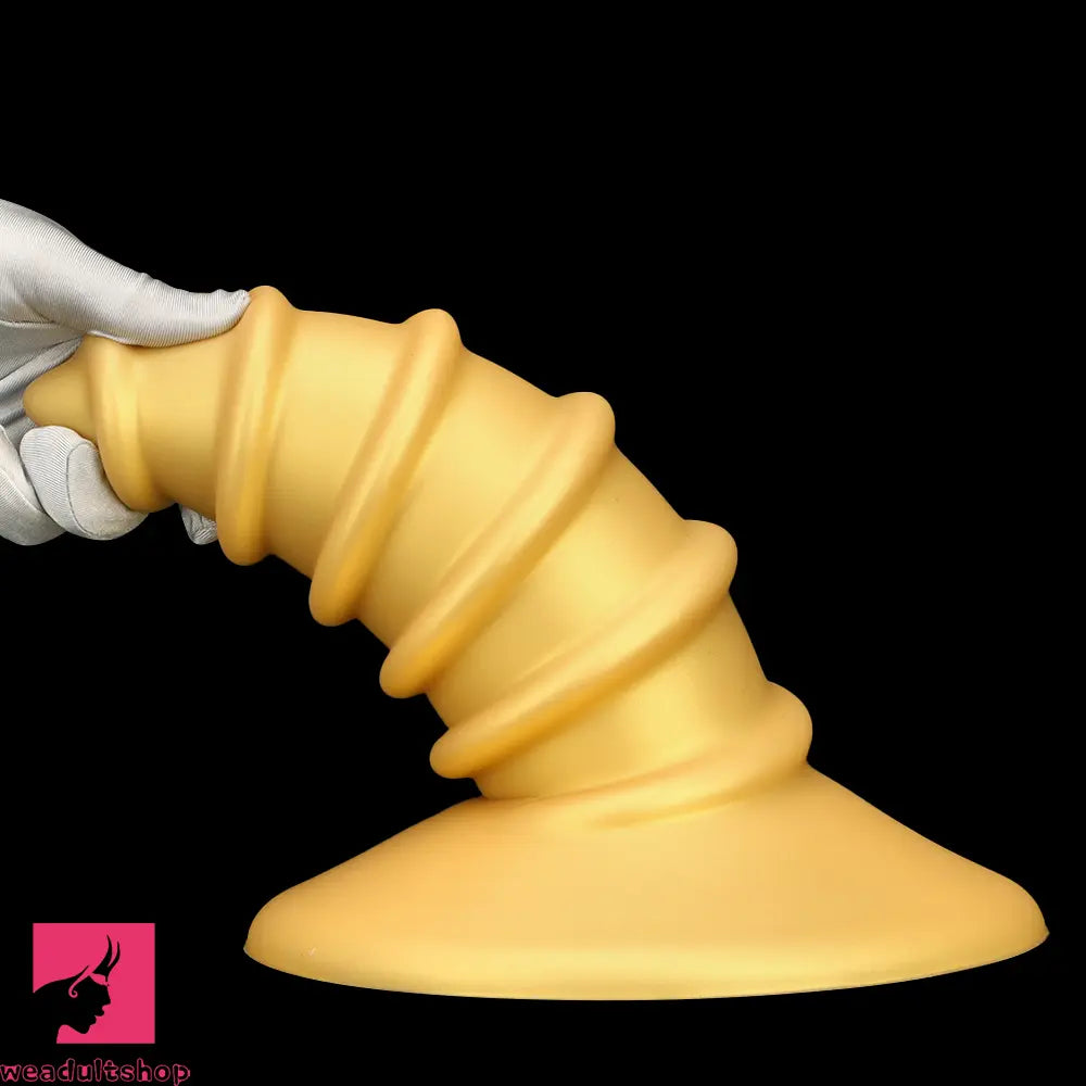 9.05in 11.22in Gold Silicone Screw Giant Cock Anal Plug Thick Fisting Dildo