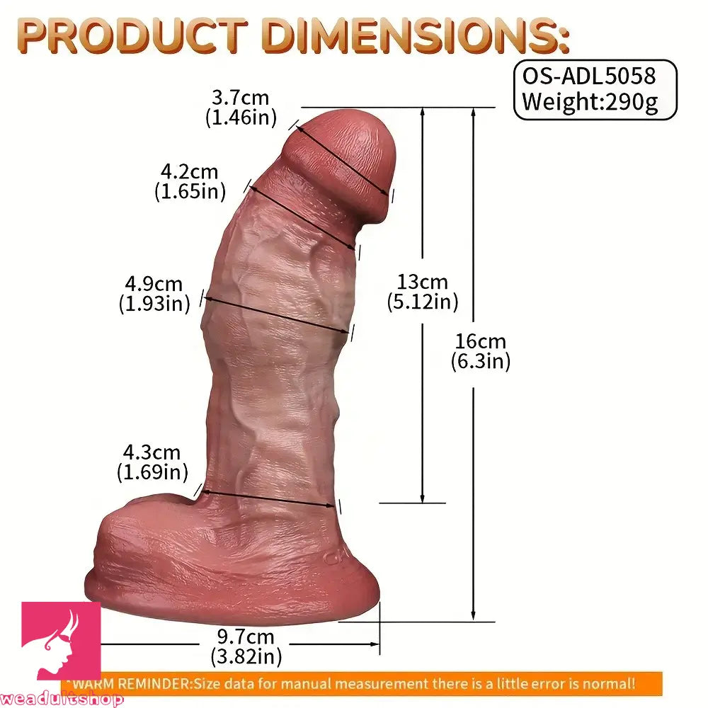 6.3in Soft Curly Liquid Silicone Realistic Double-Layered Massage Cock Dildo