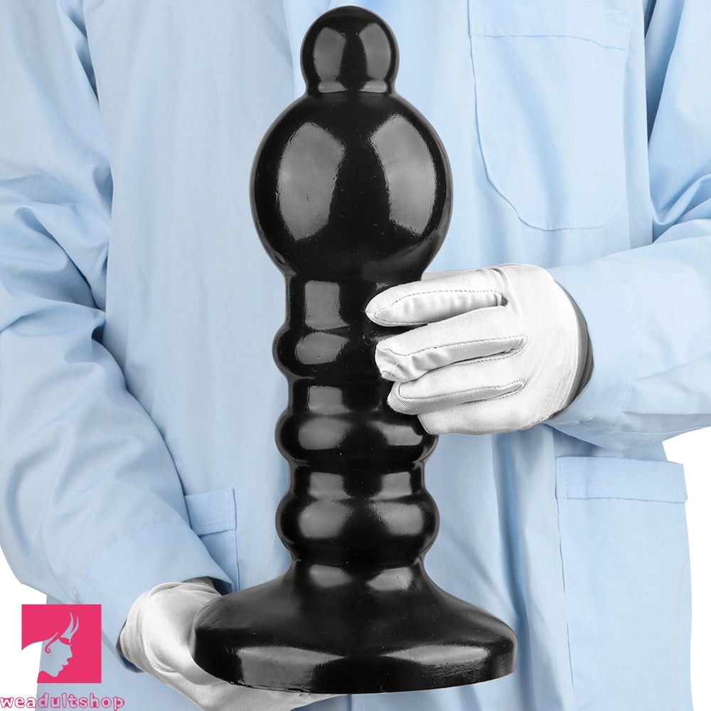 12.6in Black Pull Beads Thick Big Head Penis Anal Plug PVC Cock Dildo