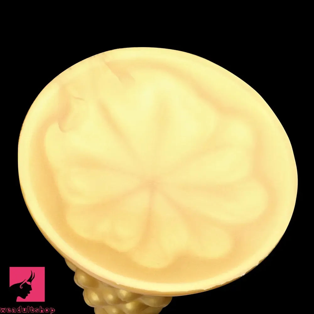 7.87in Golden Silicone Soft Anal Plug Clit Expansion Suction Cup Dildo