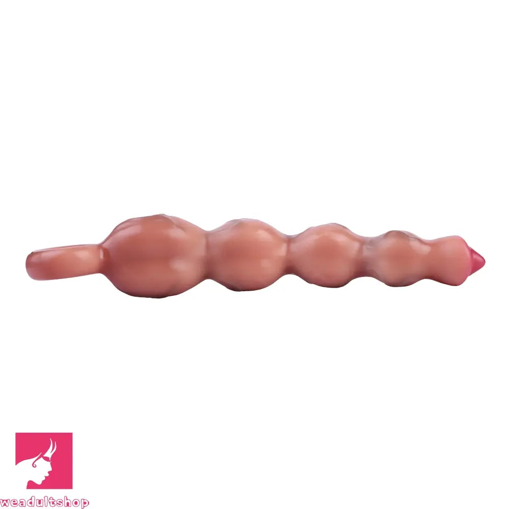 9.8in Big Vibrating Silicone Soft Pulling Beads Cock Dildo With 3 Motors