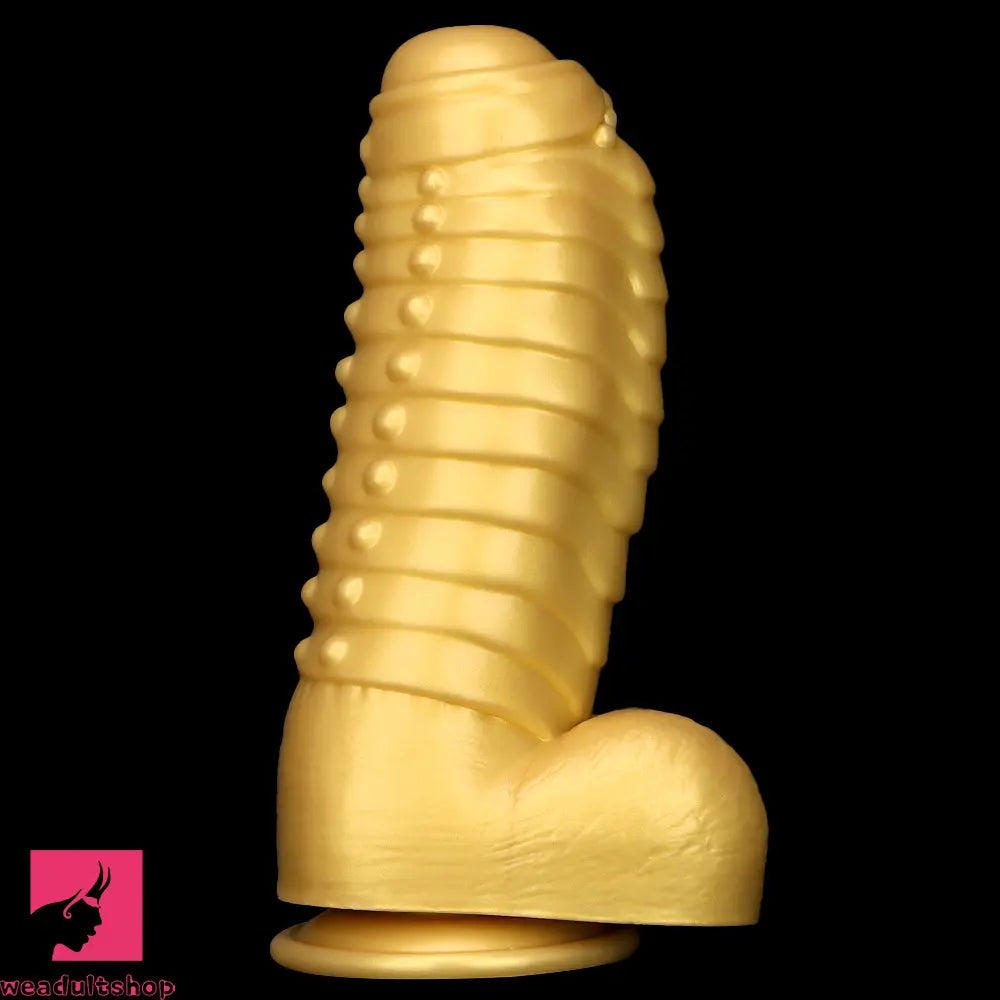 12.2in 13.38in Golden Liquid Silicone Giant Caterpillar Anal Thick Cock Dildo