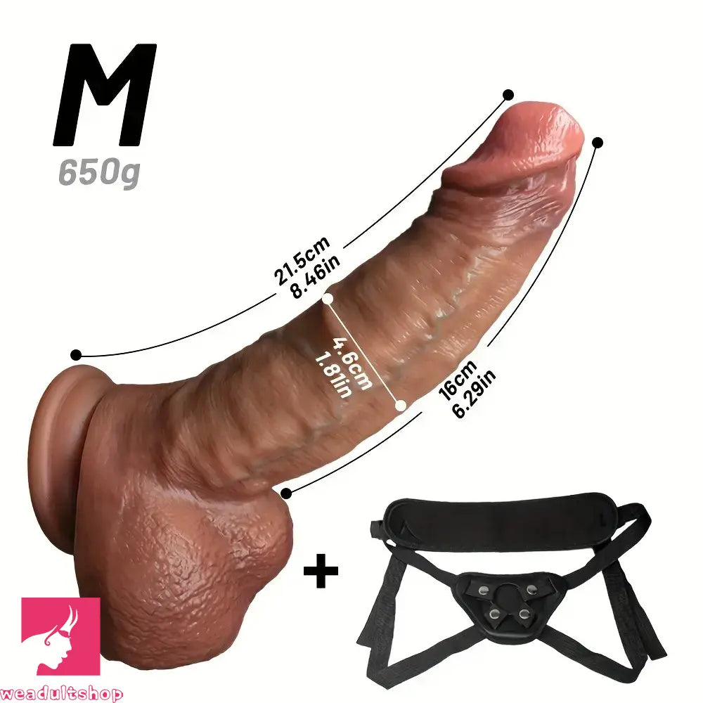 7.48in 8.46in 10.03in Wearable Realistic Strap-On Silicone Soft Big Real Dildo