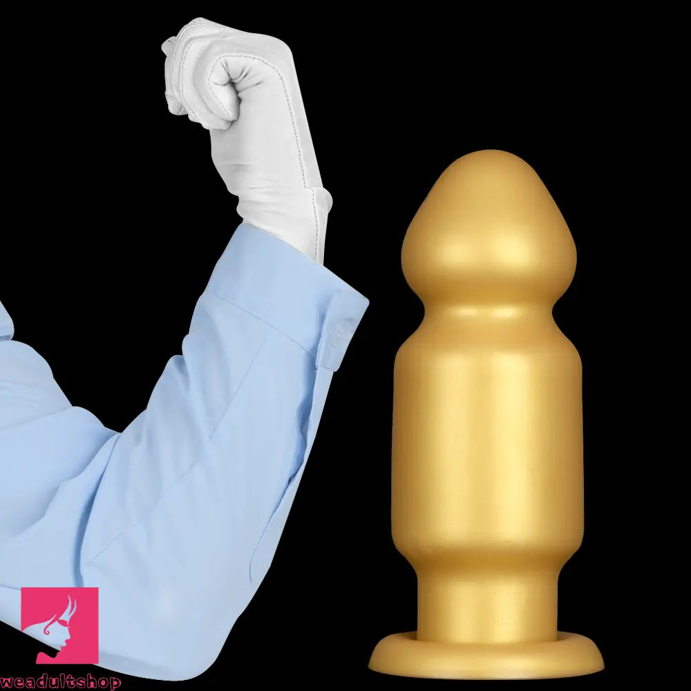 7.87in 11.22in Golden Silicone Soft Big Anal Plug Dildo For Clit Expansion