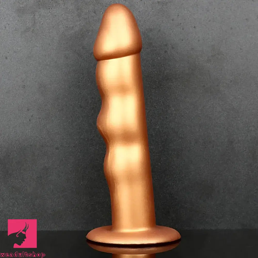 7.48in Silicone Gold Anal Plug Thick Dildo With Anchor Shape Base Cock