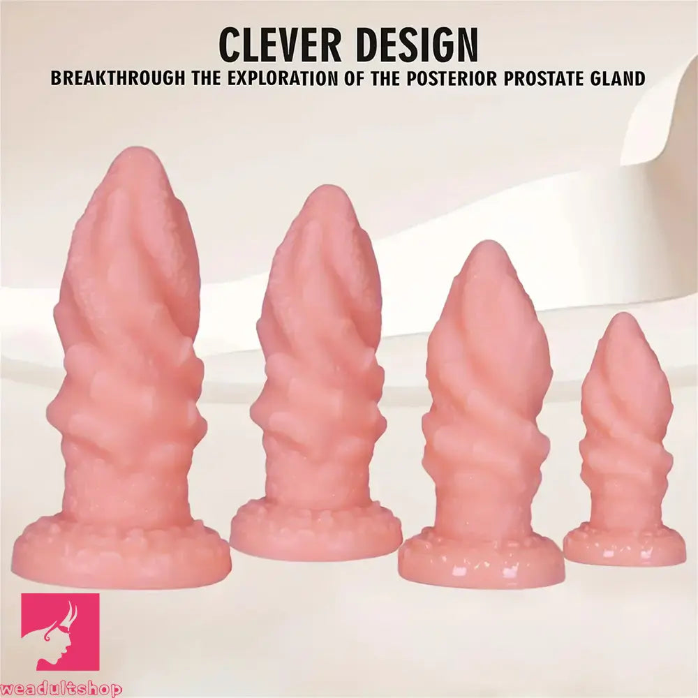 4.4in 5.51in 6.49in 7.67in PVC Anal Plug Odd Spiral Dildo With Suction Cup