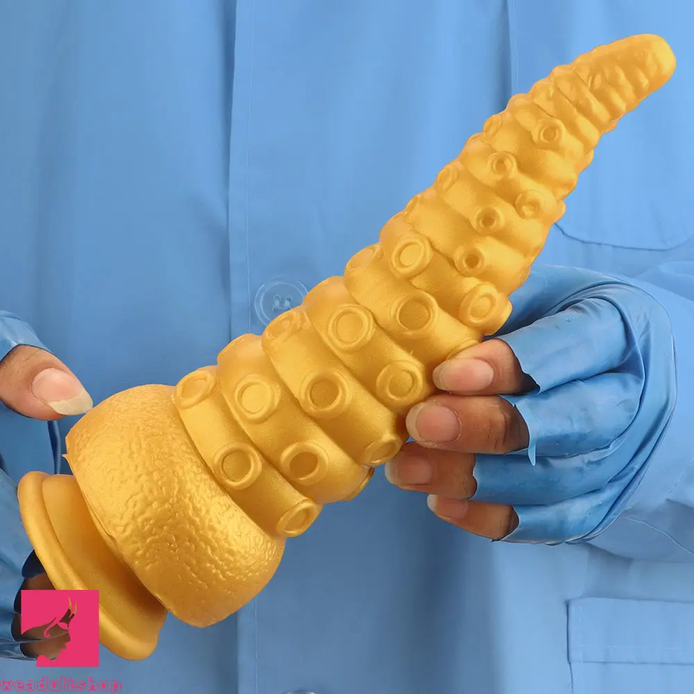 6.1in 6.88in 8.26in 8.66in Gold Silicone Multi-size Octopus Thick Sex Dildo