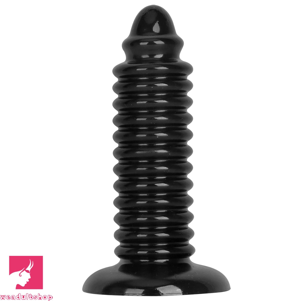 6.88in 9.84in Black Pointed Tip Threaded Big PVC Butt Plug Cock Dildo