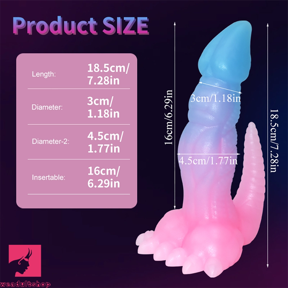 7.28in 9.44in Dinosaur Luminous Monster Soft Silicone Prostate Dildo