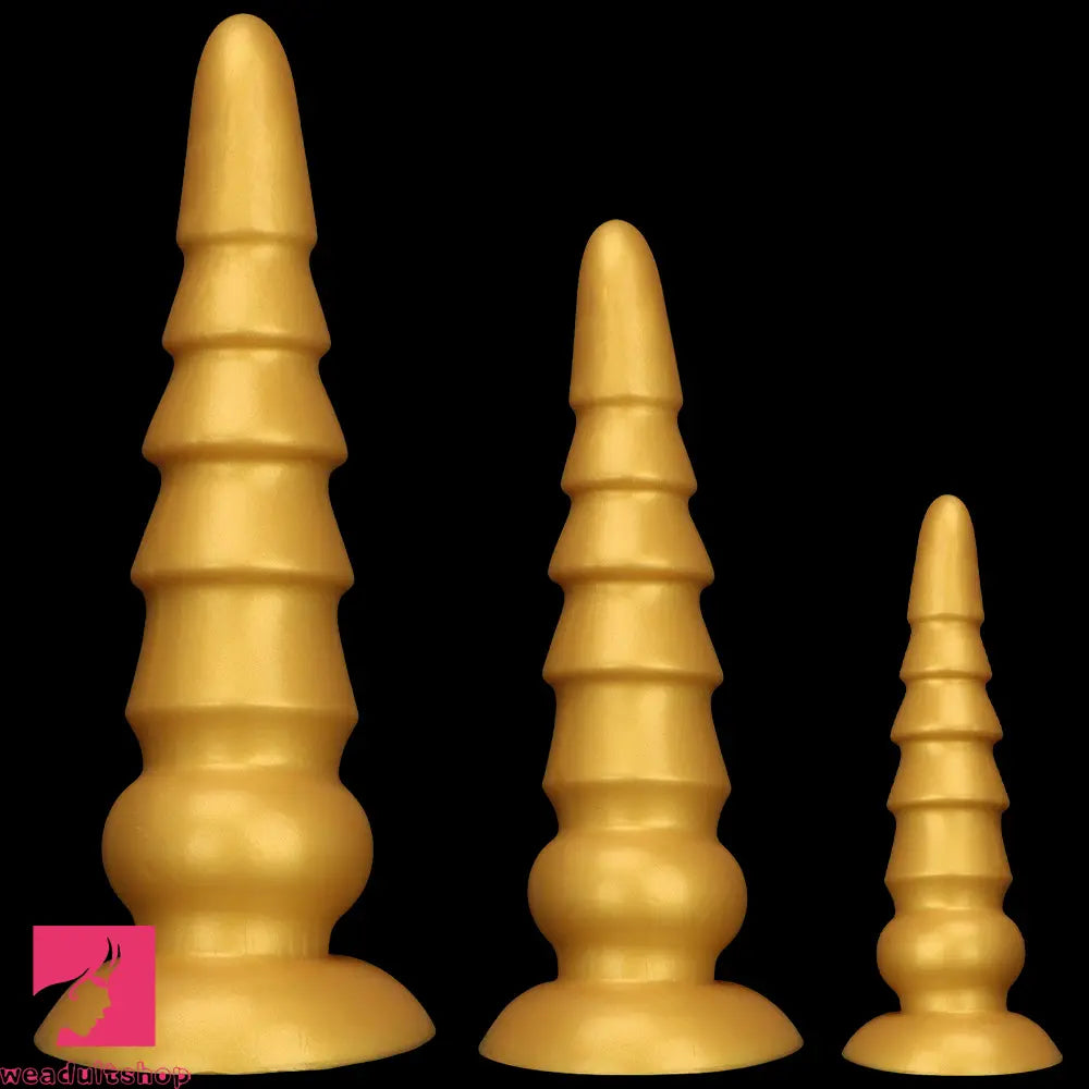 7.87in 11.41in 14.17in Golden Silicone Soft Anal Plug Dildo For Women Toy