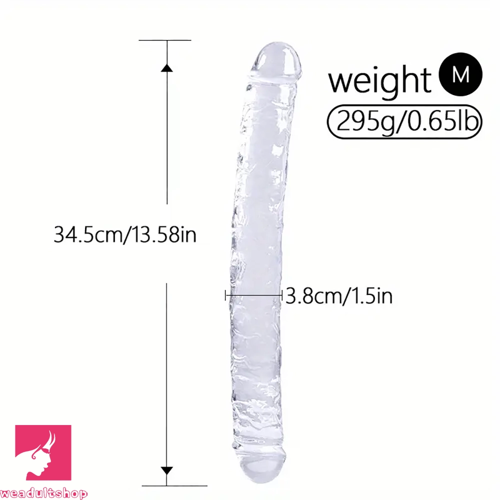 12in 13.58in 14.57in 17.13in Double-Ended Long Realistic Clear Big Dildo