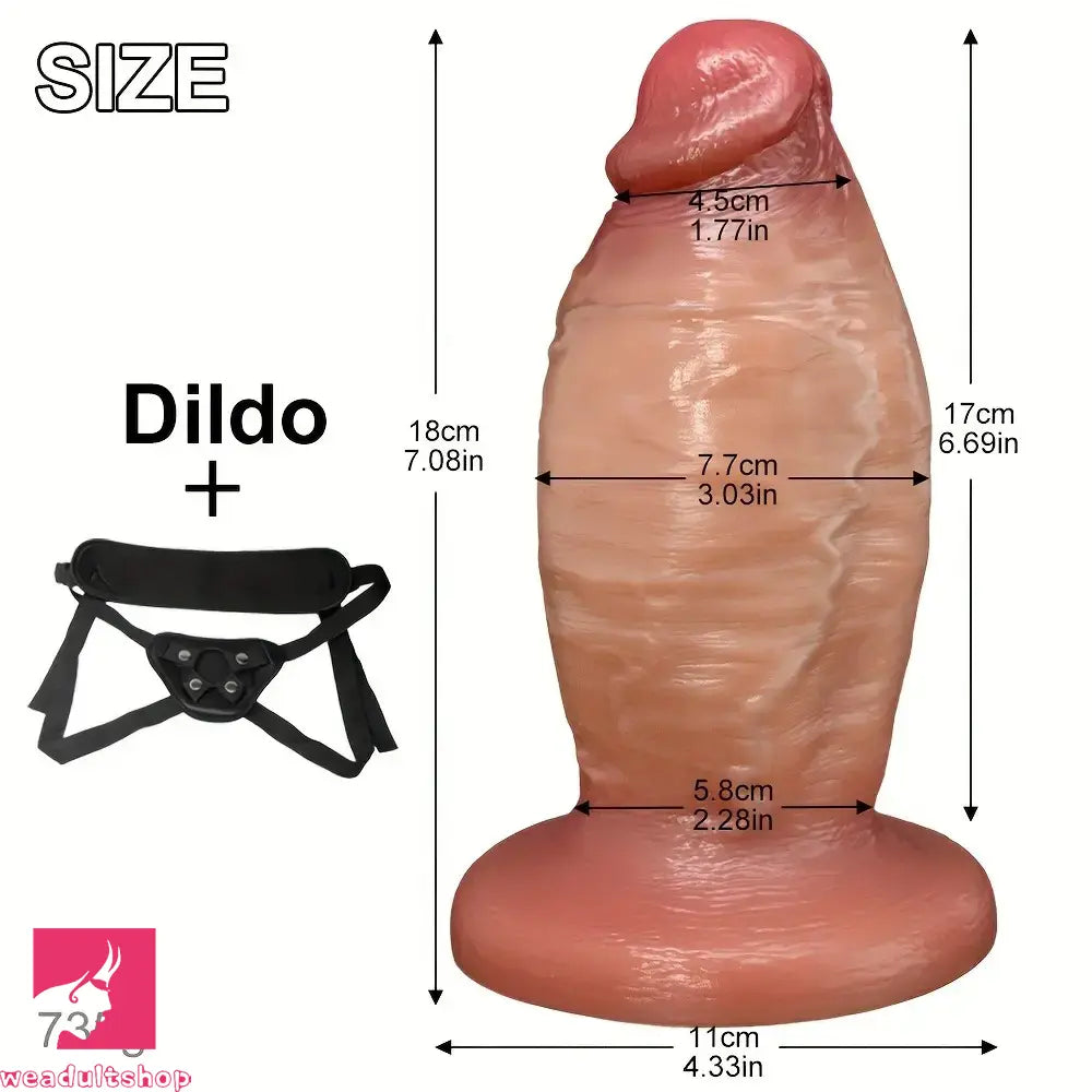 7.08in Wearable Female Genital Pump Liquid Silicone Realistic Strap on Dildo