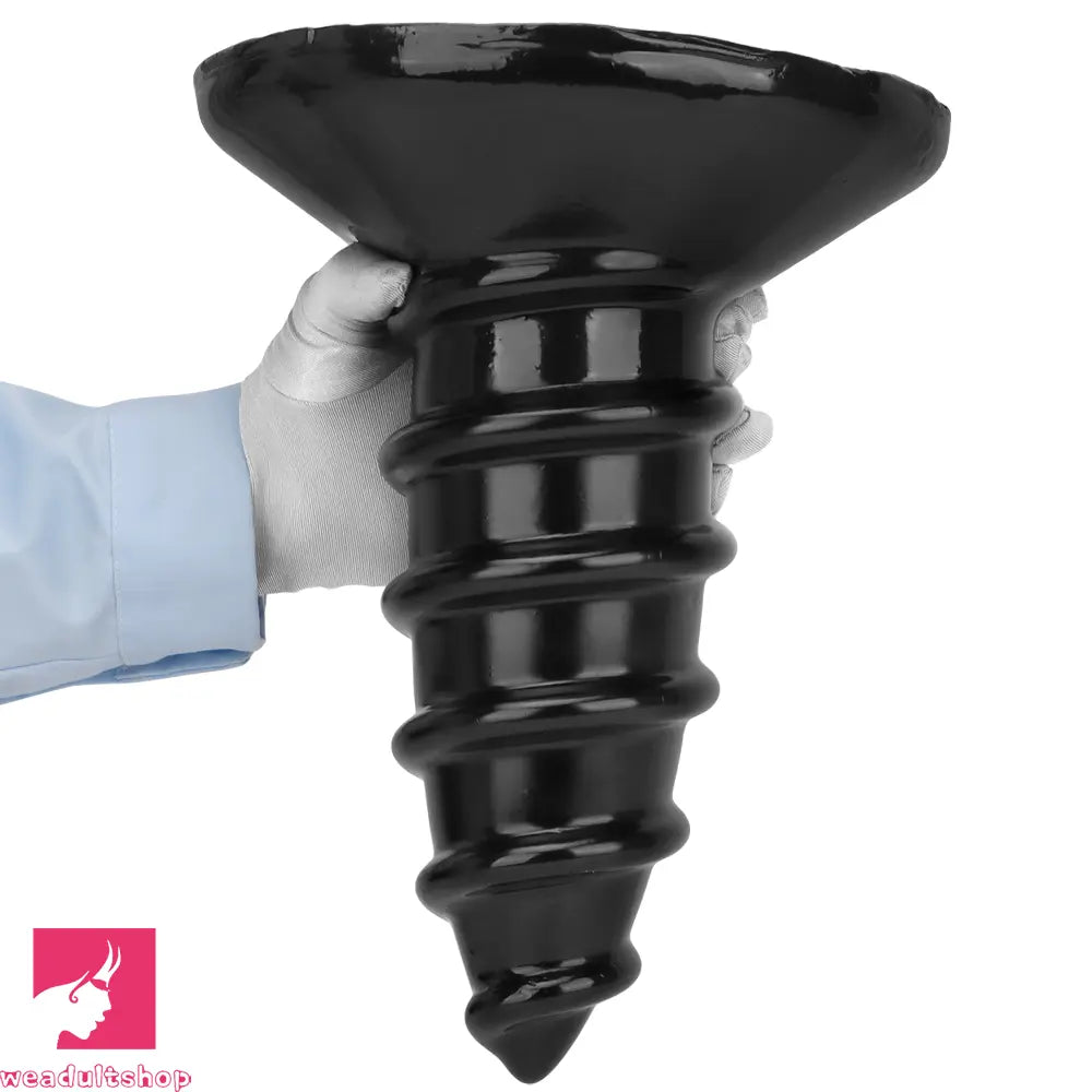 9.05in 11.22in Black Oversized Screw Giant PVC Penis Anal Plug Fat Dildo