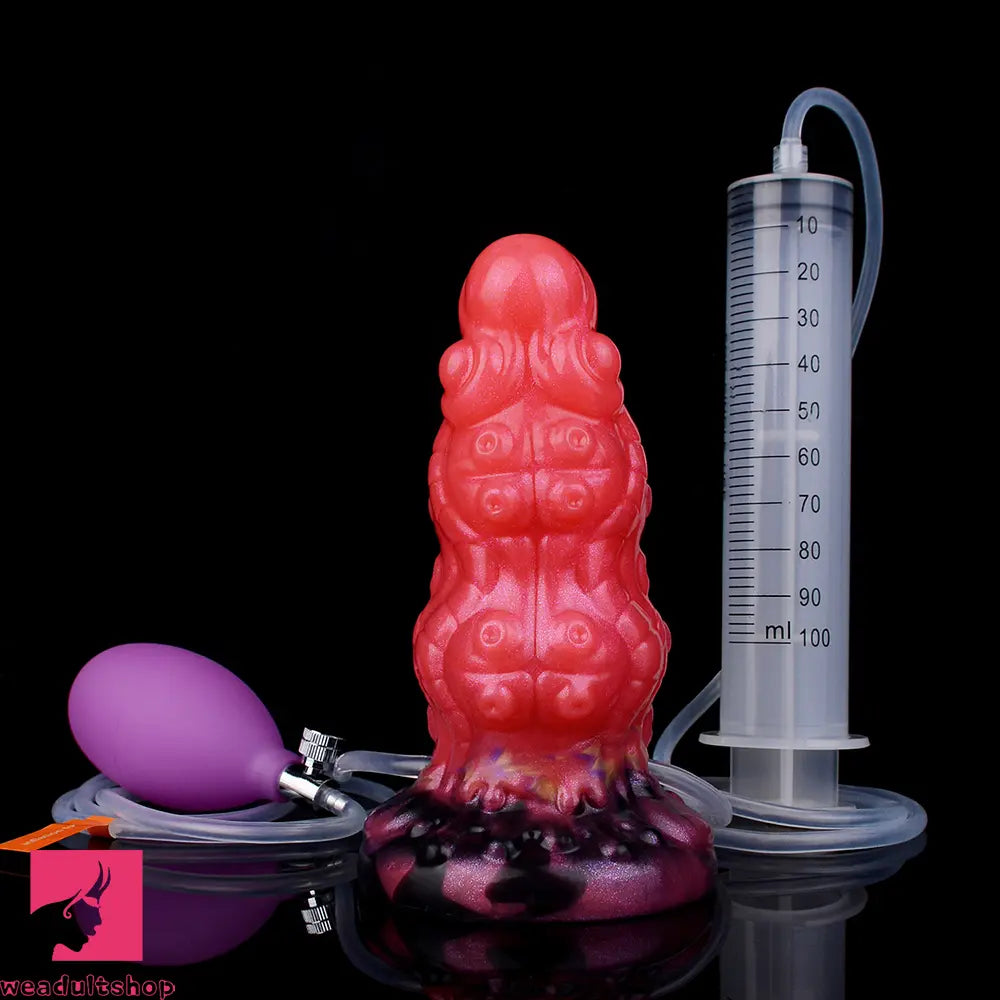5.91in Fantasy Octopus Silicone Flexible Inflatable Spraying Water Dildo
