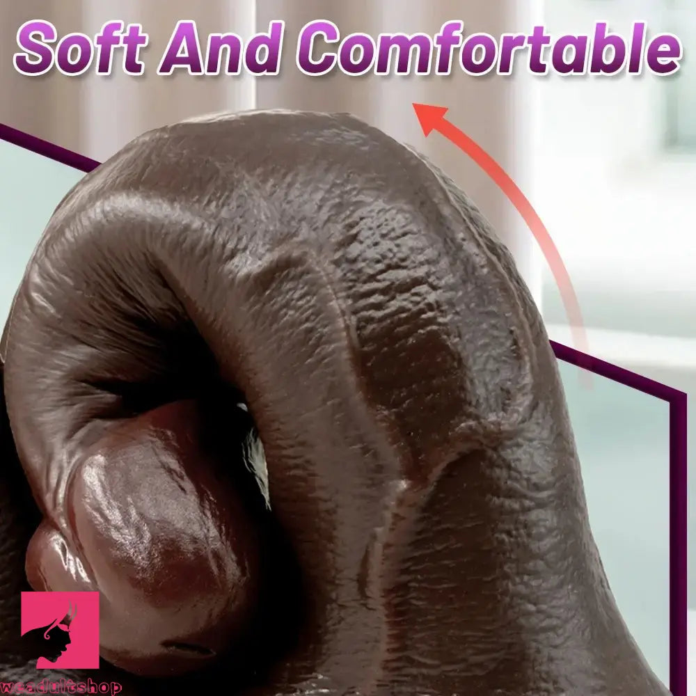 9.84in Realistic Double-Ended Liquid Silicone Flexible Ebony Large Soft Dildo