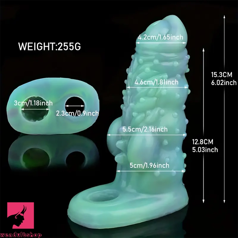 6.02in Multicolor Option Wolf Teeth Dildo Cock Sleeve Hollow Cock Sheath