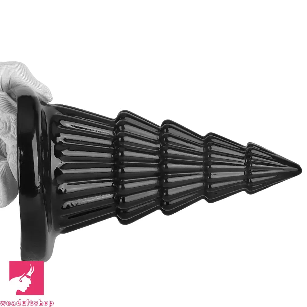 7.67in Christmas Tree PVC Black Extra Butt Plug Cock Dildo With Suction Cup