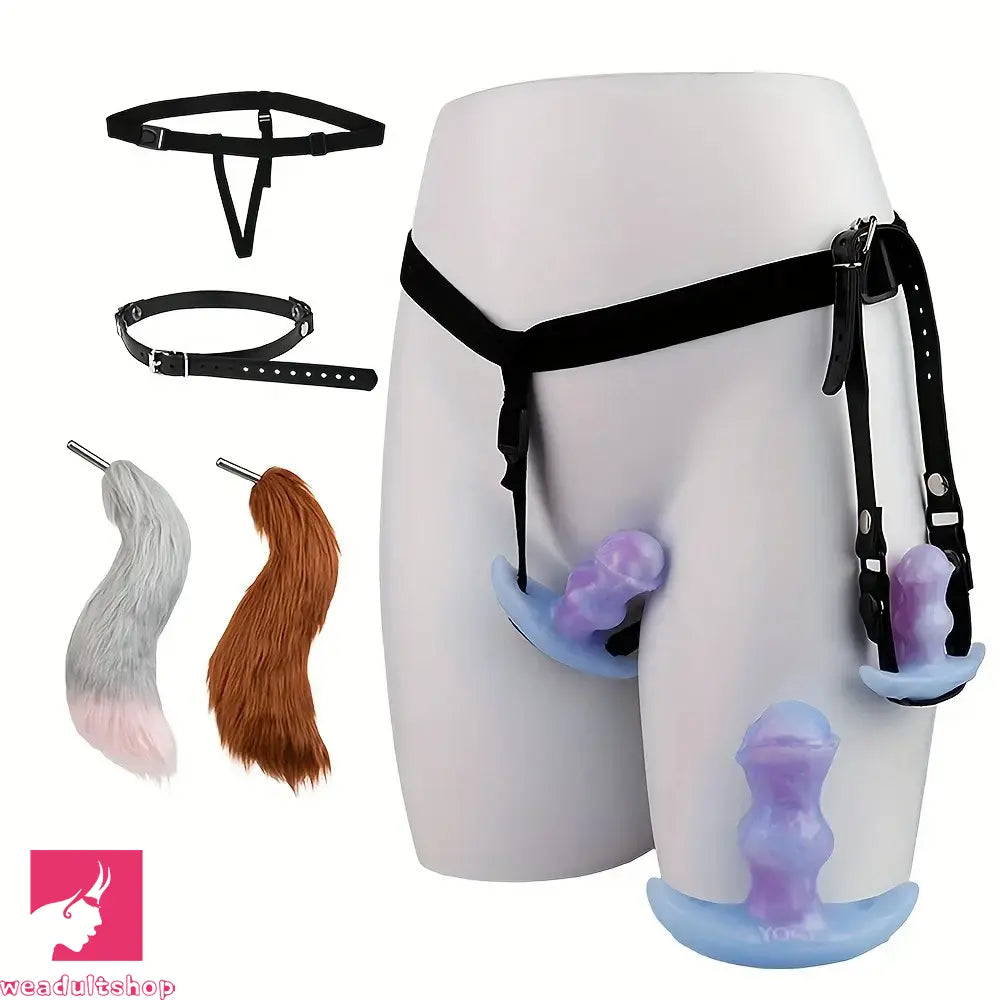 2.95in 3.9in 5.12in Small Sea Jade Anal Knot Silicone Soft Strap on Dildo