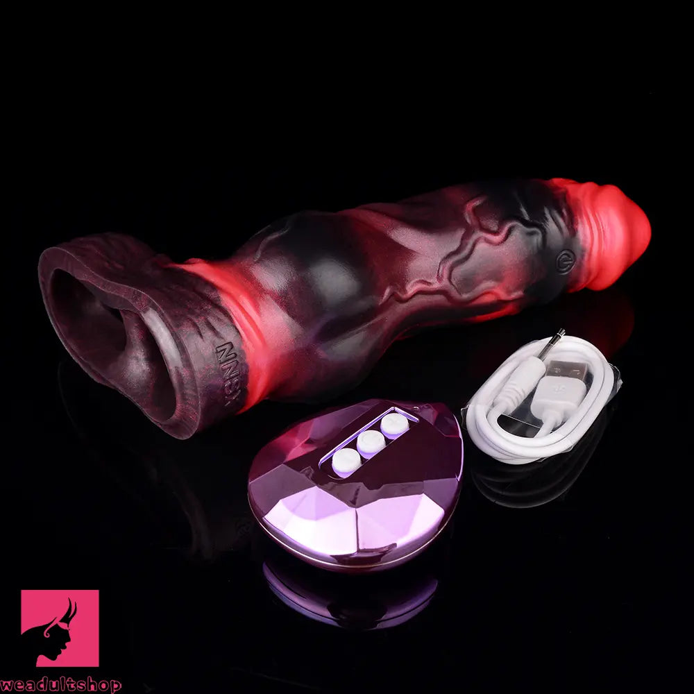 7.09in Silicone Cock Sleeve Knot Dildo Vibrating Hollow Cock Ring Penis Toy