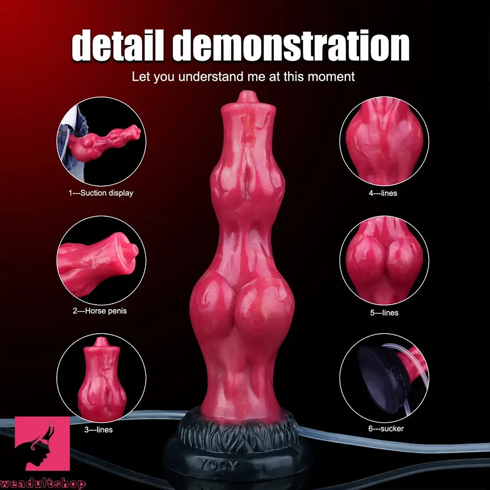 8.11in Dog Knot Silicone Soft Big Ejaculating Dildo G-Spot Stimulato Cock