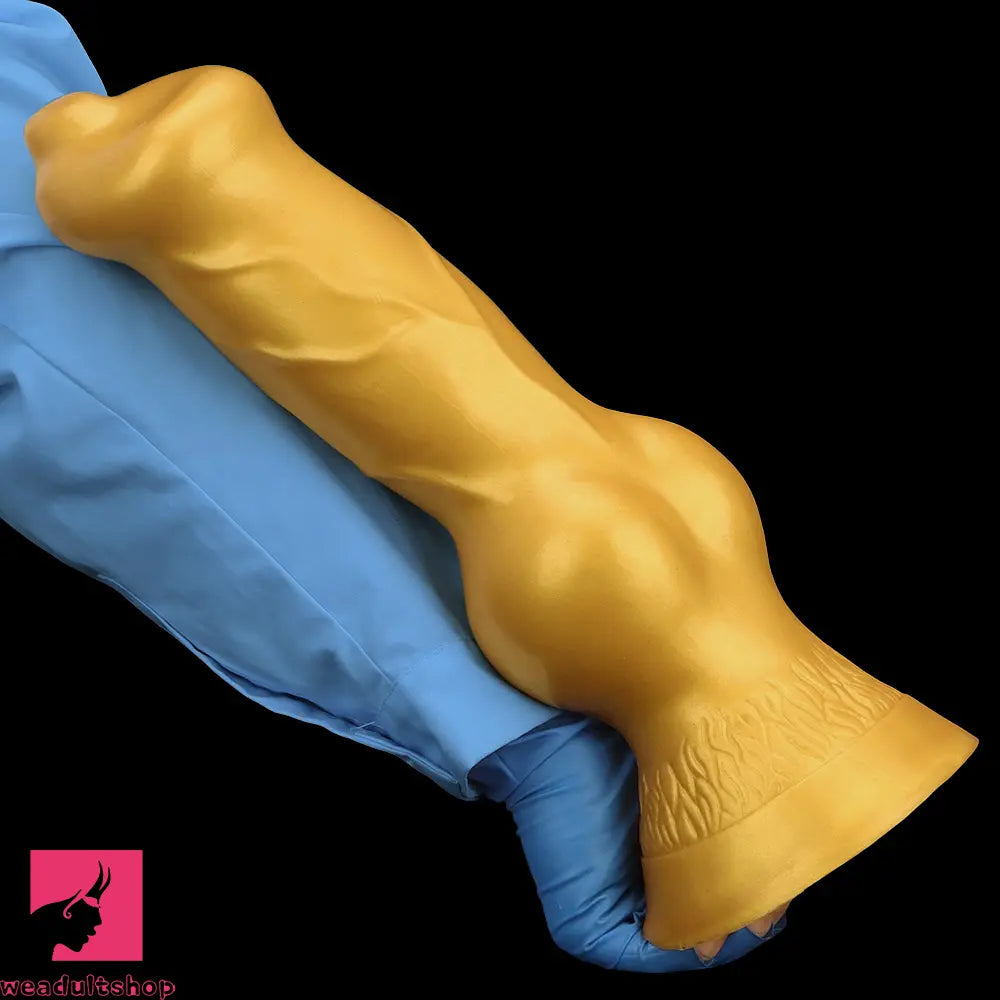 14.76in Golden Silicone Soft Huge Thick Dog Knot Dildo For Real Pleasure