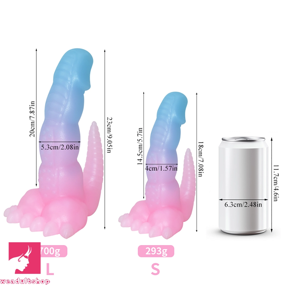 7.08in 9.05in Dinosaur Luminous Monster Soft Prostate Glowing Dildo