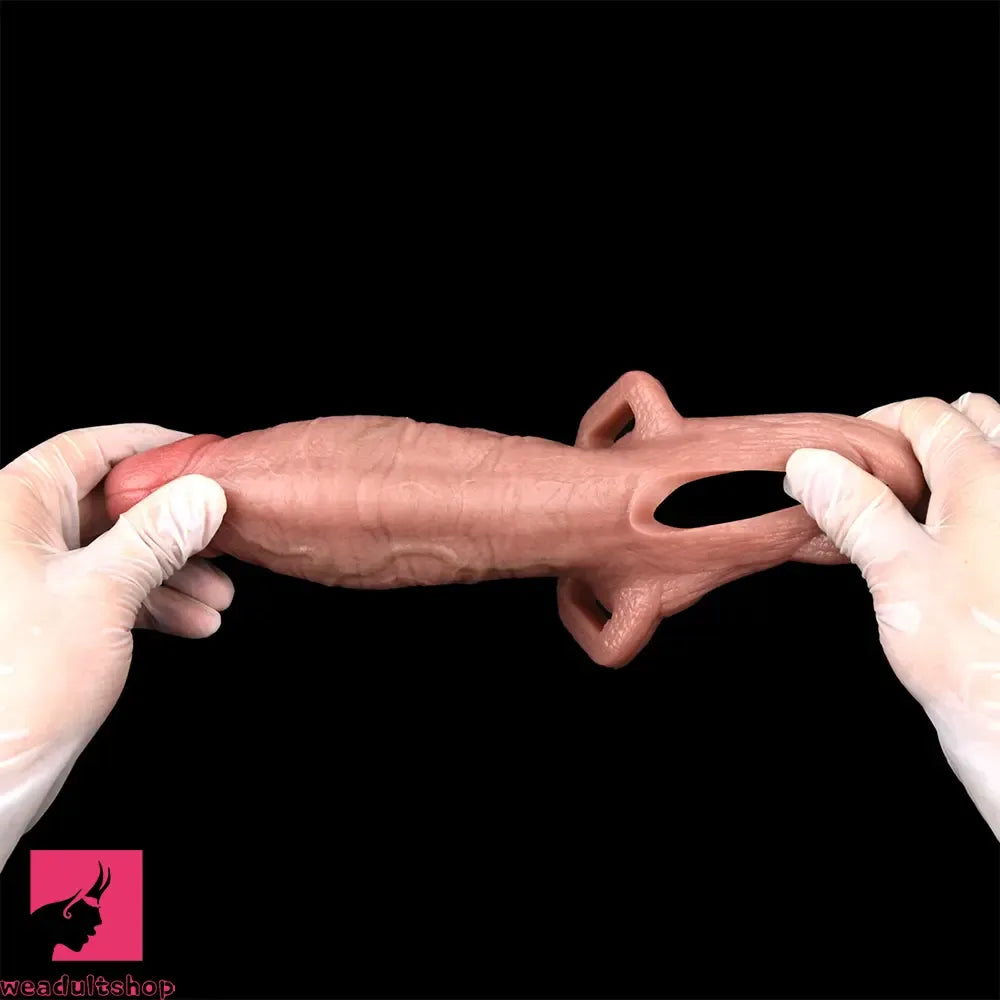 6.1in Lifelike Silicone Soft Strap on Penis Extender Cock Sleeve Dildo Cock