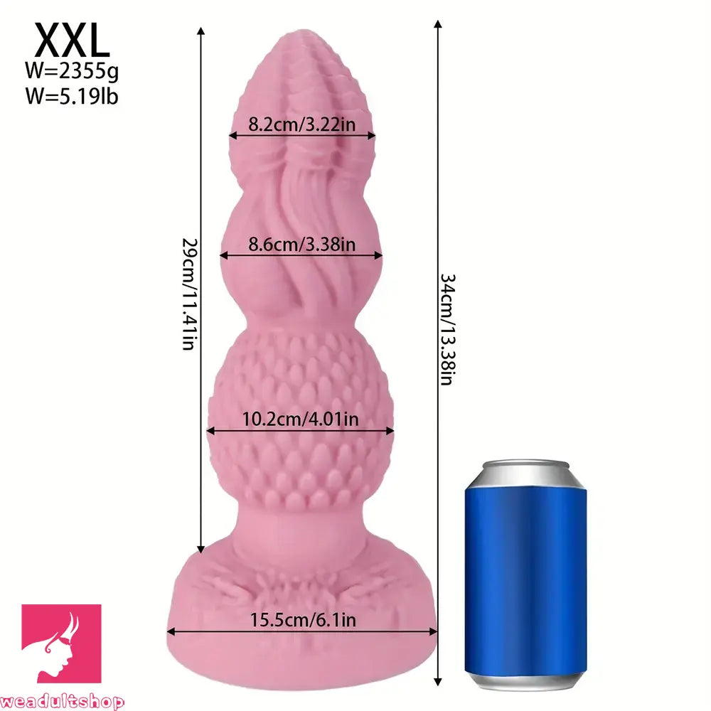 7.28in 9.05in 10.63in 11.81in 13.38in Fantasy Silicone Soft Clitoris Anal Dildo