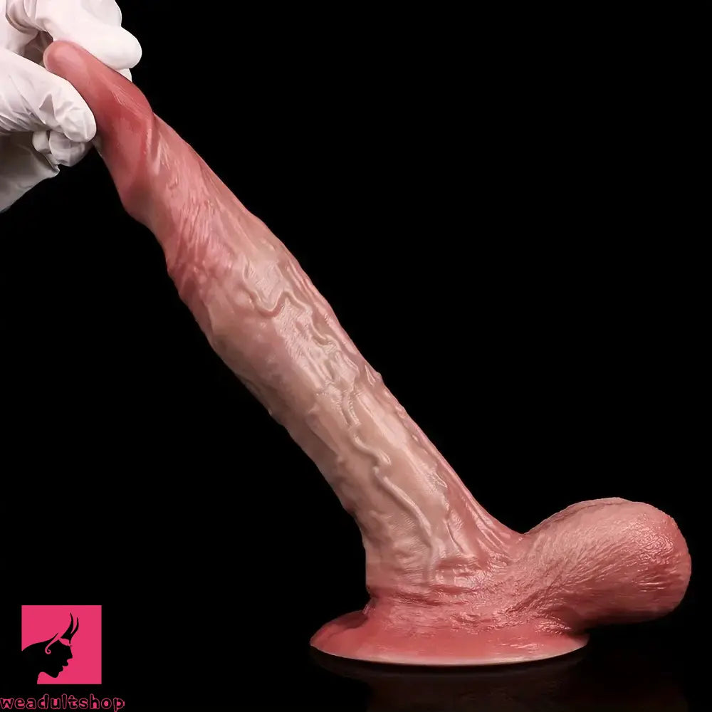 7.44in Double-layer Realistic Liquid Silicone Textured Thick Soft Real Dildo