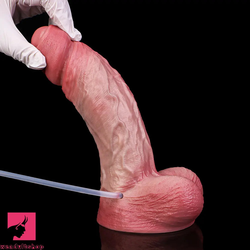 8.11in Liquid Silicone Uncut Double Layer Realistic Cumming Dildo Cock