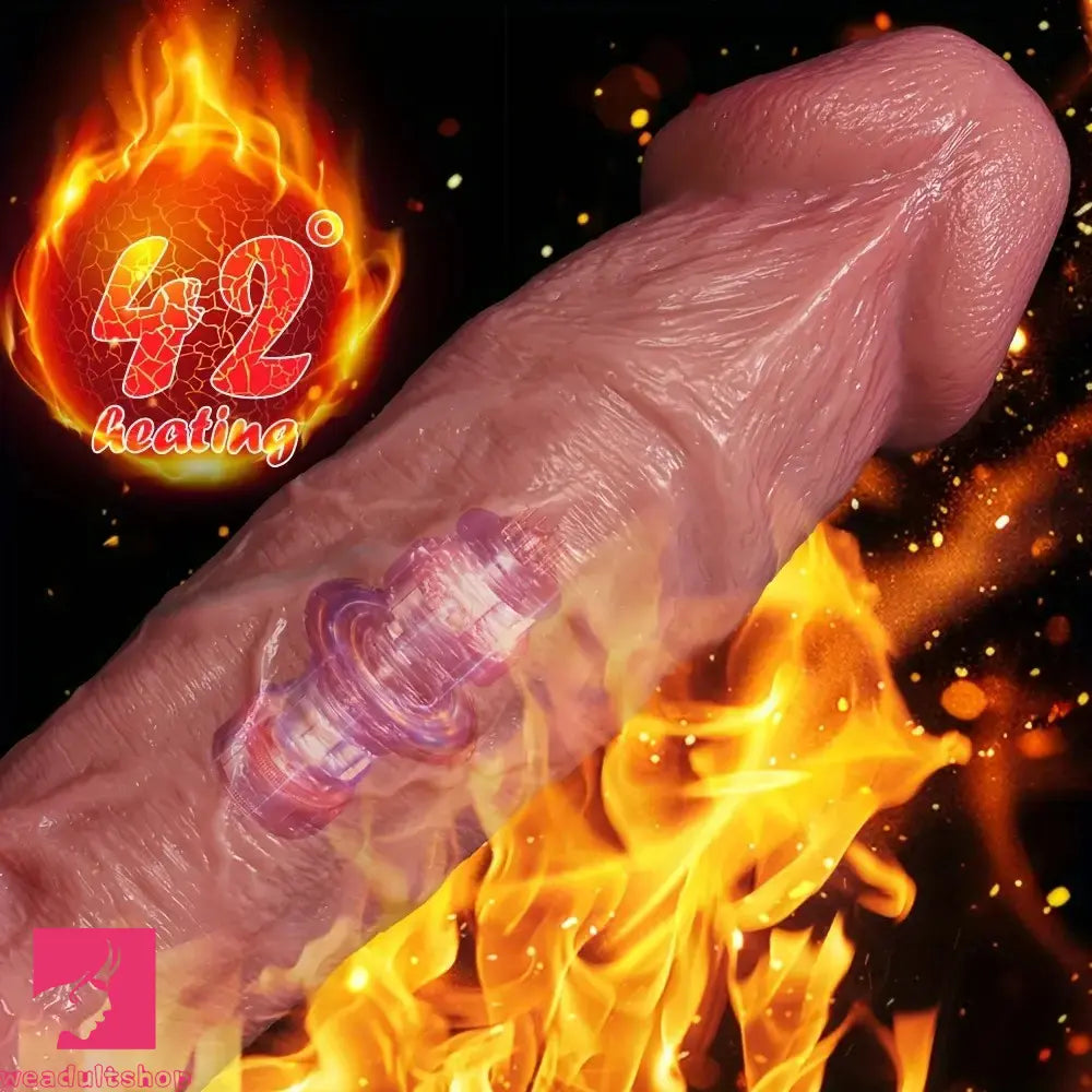 9.45in Telescopic Heating Vibrating Multi-Functional Silicone Pleasure Dildo