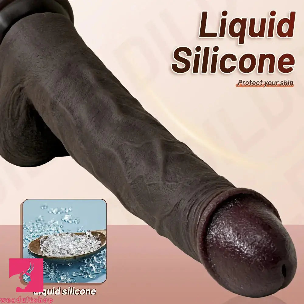 11.02in Ebony Wearable Realistic Silicone Thick Dildo For G Spot Sex Game
