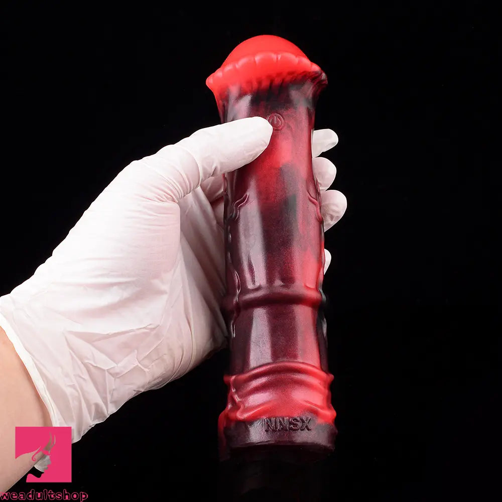 5.58in 7.17in Silicone Horse Penis Sleeve Cock Ring Hollow Vibrating Dildo