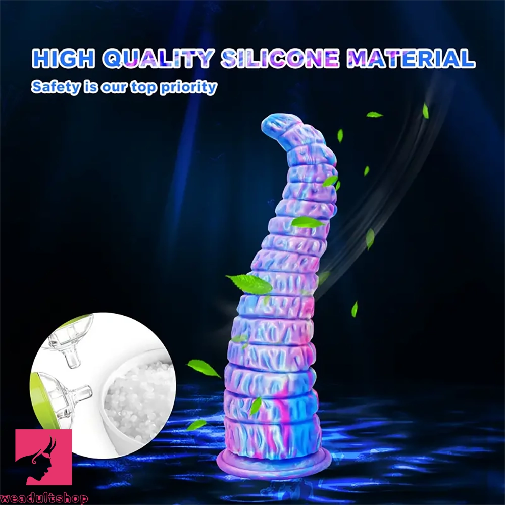 12.59in Monster Silicone Thick Tapered Head Raised Ridge Big Clit Dildo
