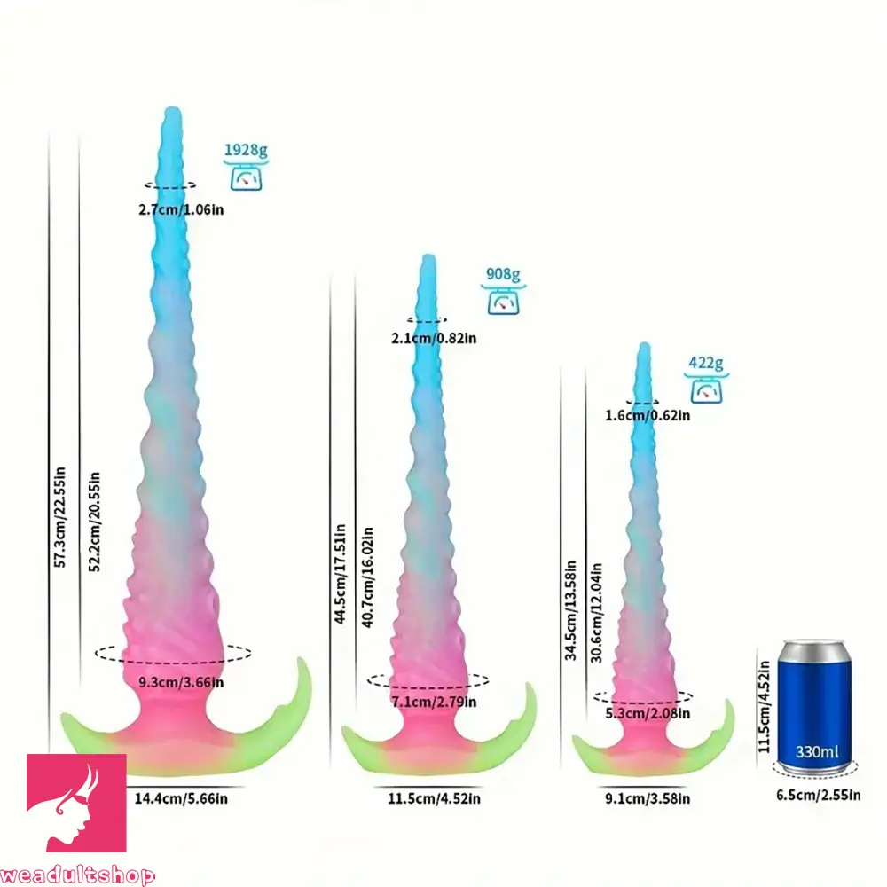 13.58in 17.51in 22.55in Long Big Octopus Spiral Silicone Slim Dildo