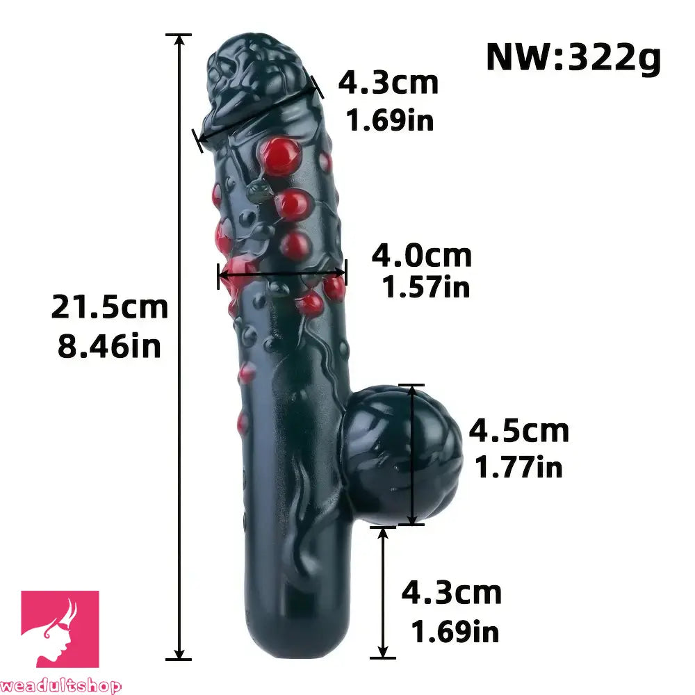 8.46in Liquid Silicone Soft Fantasy Spiked Handle Dildo Handy Masturbator