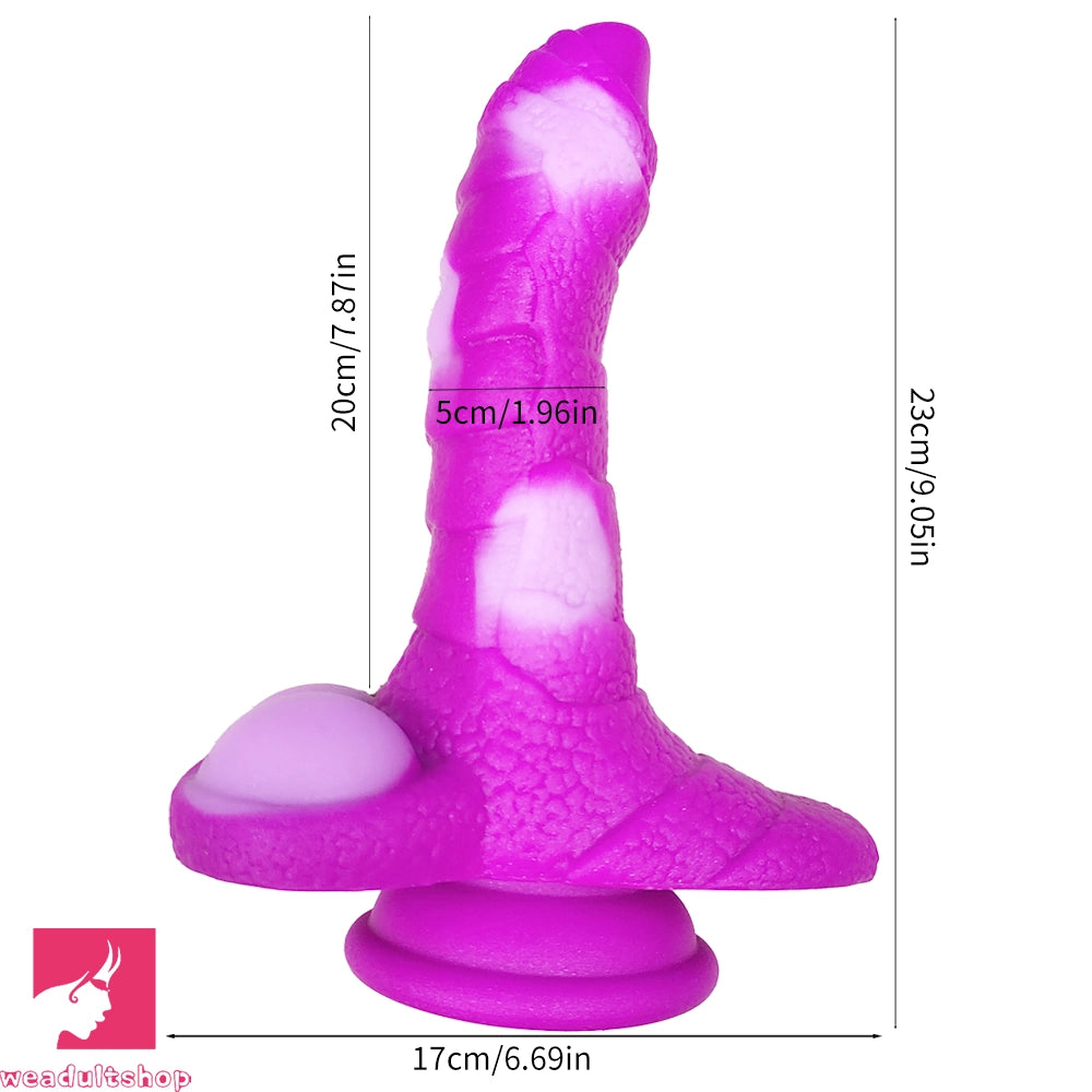 7.08in 9.05in Uncut Big Monster Animal Soft Silicone Luminous Clit Dildo