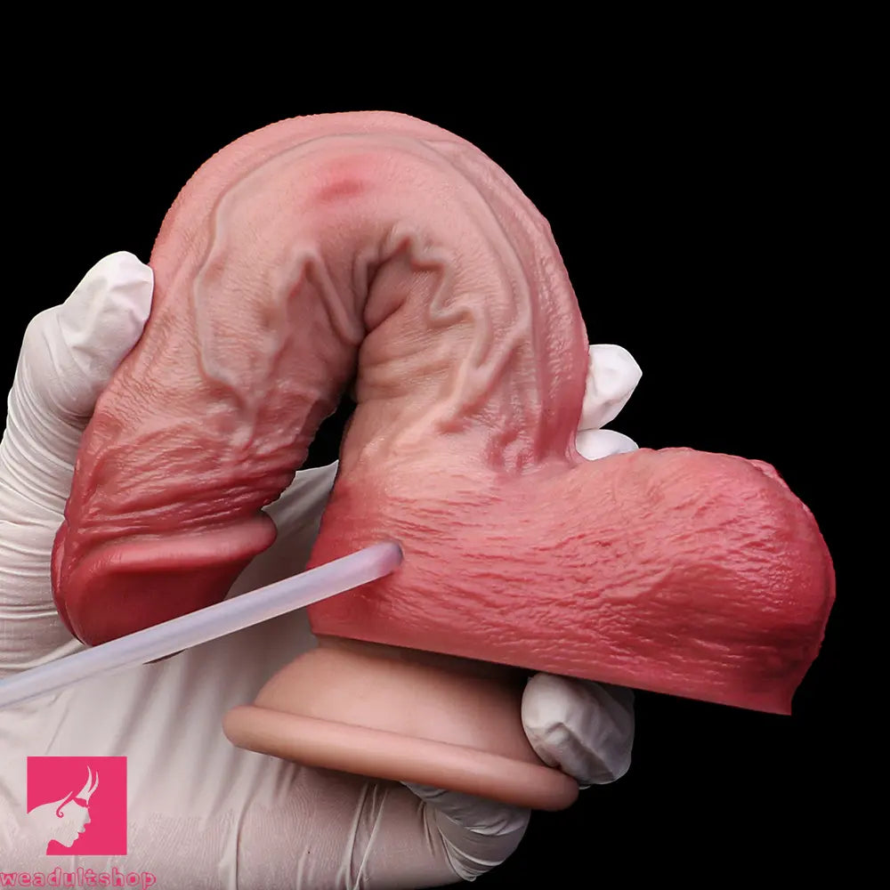 7.76in Flesh Lifelike Liquid Silicone Double Layer Lifelike Cumming Dildo