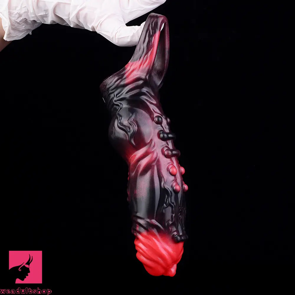 5.91in Silicone Vibrating Dog Tentacle Dildo Sleeve Knot Dildo With Cock Ring