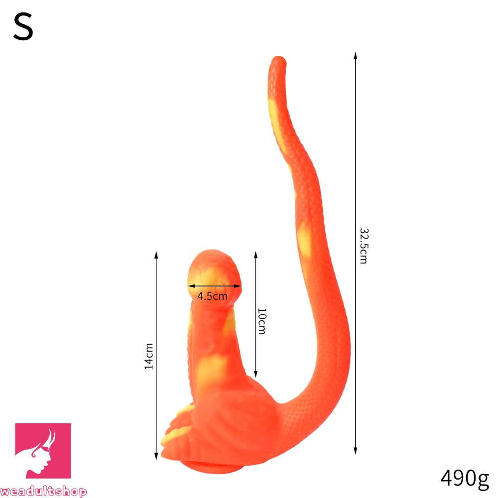 12.8in 15.35in Dinosaur Silicone Soft Big Glowing Penis Dildo For Women