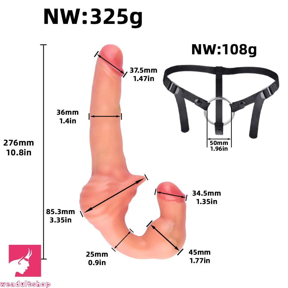 10.8in Strapless Silicone Large Soft Double Sided Strapon Dildo For Sex