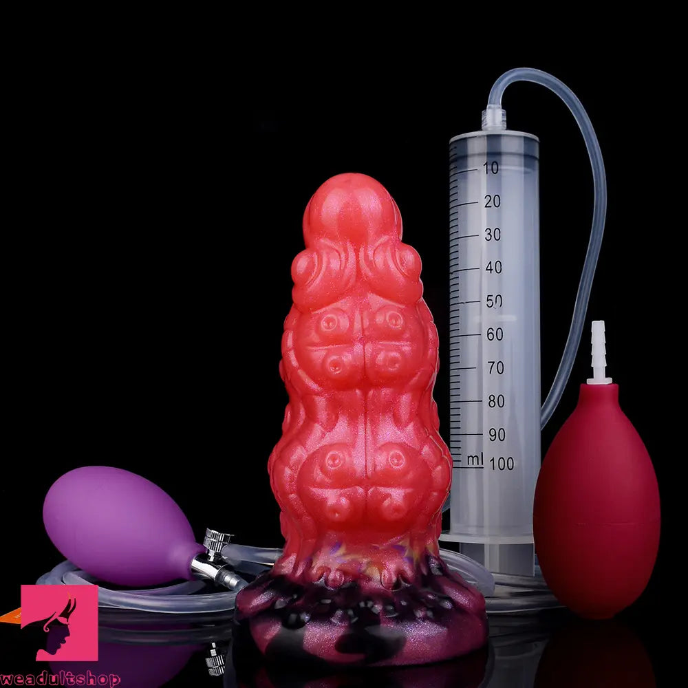 5.91in Fantasy Octopus Silicone Flexible Inflatable Spraying Water Dildo