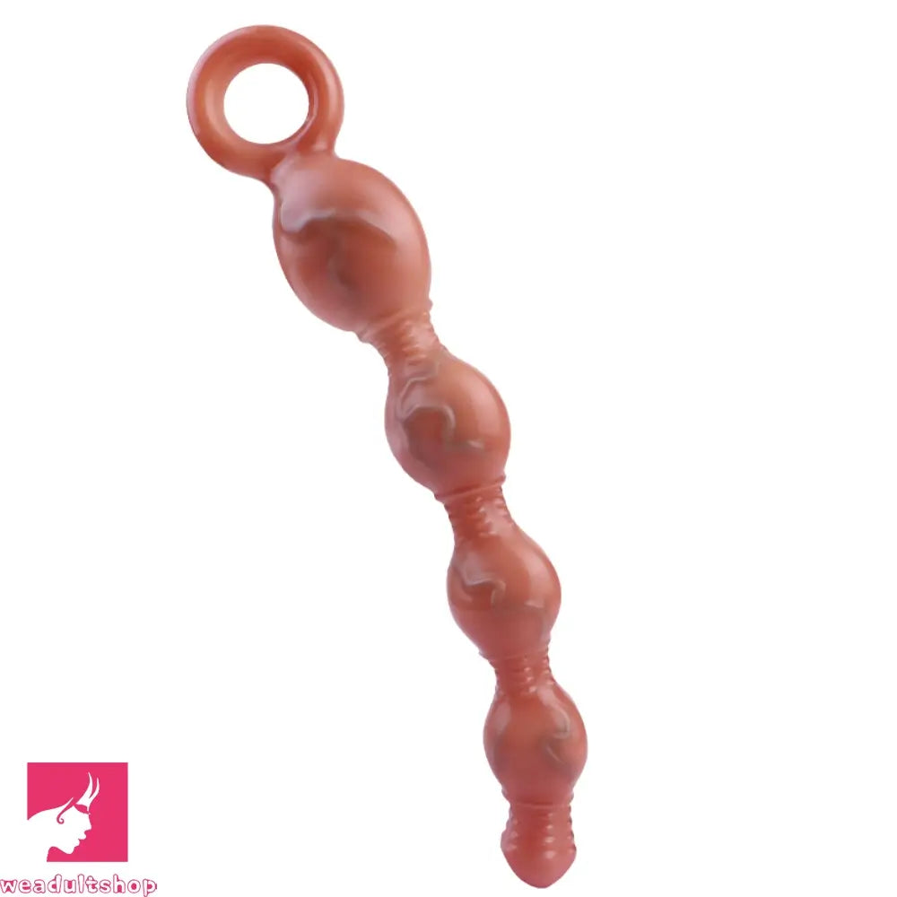10.5in Big Vibrating Silicone Soft Pulling Beads G Spot Dildo With 3 Motors